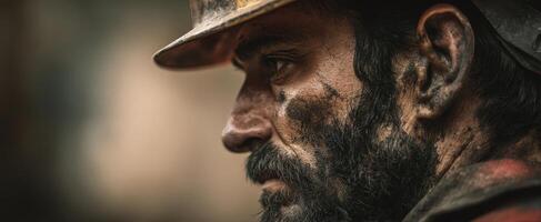 The rugged miner showcasing strength and determination through hard work and grit. photo