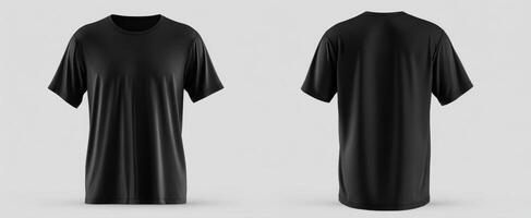 The elegant black t-shirt showcasing front and back with minimalist design. photo