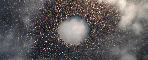 The Aerial View of a Vibrant Crowd in a Celebratory Gathering. photo