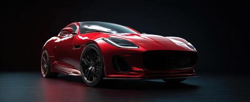 The red luxury sports car showcasing sleek design and dynamic presence. photo