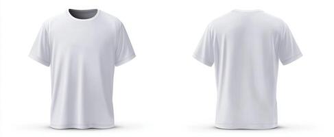 The plain white t-shirt mockup showcasing front and back design options. photo