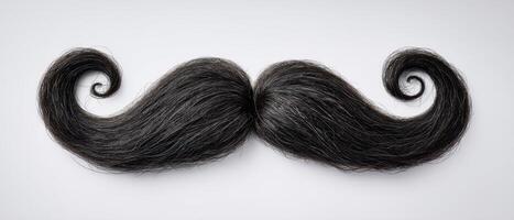 The Quirky Mustache with Elegant Curly Tips on White Background. photo