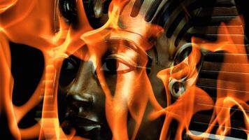 Ancient Egyptian Tutankamon Pharaoh Figure on Fire video