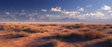 The stunning desert landscape with majestic mountains and expansive sky photo