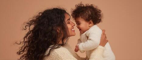The joyful connection between a mother and her playful child. photo