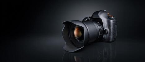 The DSLR Camera with Lens Showcasing Professional Photography Equipment photo