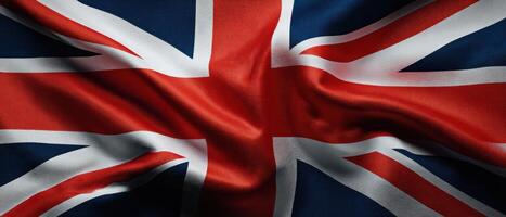 The British flag waving gracefully with rich colors and textures. photo