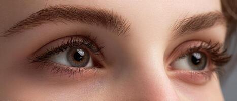 The captivating close-up of beautiful eyes with striking detail and emotion. photo