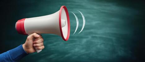 The megaphone amplifying messages in an educational environment. photo