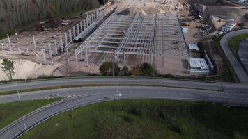 Aerial New Building Construction Progresses video