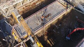 New Building Construction Progresses Aerial View video