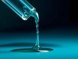 A glass tube with liquid pouring out of it photo