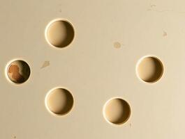 Cream Beige Panel with Circular Cutouts Abstract Background Texture photo