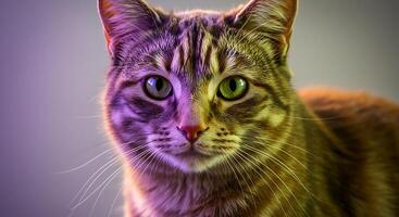 A close up of a cat with bright green eyes photo