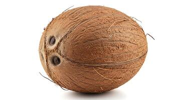 A coconut is shown on a white background photo