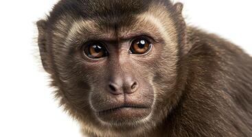 A monkey with a sad face looking at the camera photo