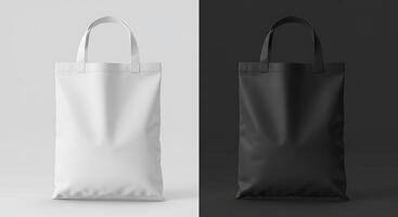 White and black bag mockup on black and white background photo