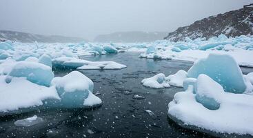 Ice floating in the water photo