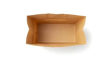 An empty brown paper bag on a white background photo