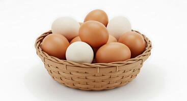 A basket full of brown and white eggs photo