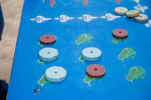 retro manual handmade wooden gameretro manual handmade wooden game. photo
