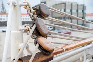Close up view of a ship utils with ropes7 photo