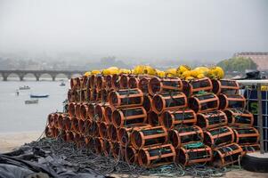 Octupus traditional fishing cage. These traditional cages, called nasa in Spanish, are used to capture octupus, one of the most important seafood in Galicia... photo