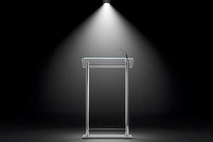 A podium with a spotlight shining on it photo