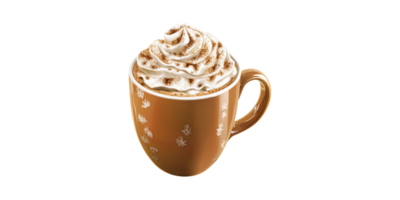 Festive Hot Chocolate With Whipped Cream In Decorative Mug. Cozy Winter Beverage Concept Isolated On Transparent Background png