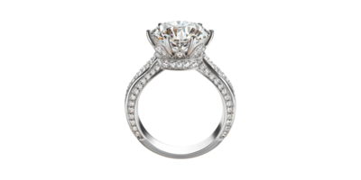 elegante diamante noivado anel com intrincado contexto. símbolo do amor e comprometimento isolado em transparente fundo png