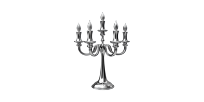 Elegant Silver Candelabra With Five Arms. Classic Decor For Luxurious Ambiance Isolated On Transparent Background png