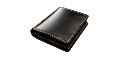 Elegant Black Leather Wallet With Detailed Stitching. Premium Accessory For Style And Functionality Isolated On Transparent Background png