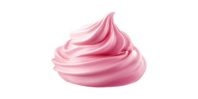 Pink Whipped Cream Or Frosting Swirl. Dessert Topping And Confectionery Decoration Isolated On Transparent Background png
