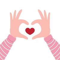 Heart Hands Gesture with Red Heart vector
