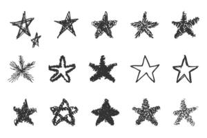 Set of hand drawn doodle stars with various sketch styles vector