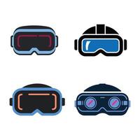Virtual reality headsets with blue accents and dark frames vr headset goggles vector