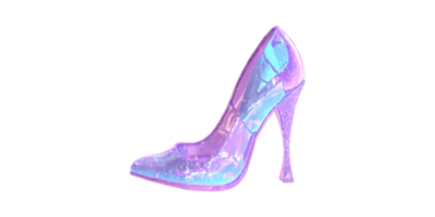 Holographic High Heel Shoe. Fashion And Futuristic Style Concept Isolated On Transparent Background png