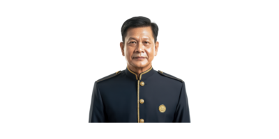 Senior Man In Formal Military Uniform. Authority And Leadership Portrait Isolated On Transparent Background png