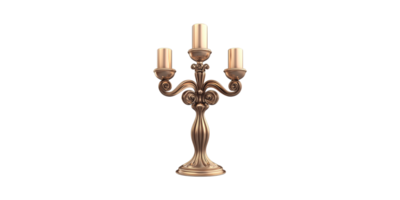 Elegant Bronze Candelabra With Three Candles. Classic Home Decor And Ambiance Isolated On Transparent Background png