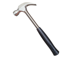Claw hammer with black rubber handle. png