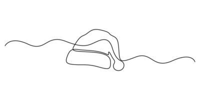 Continuous one line drawing of Santa Claus hat isolated on white background graphic illustration vector