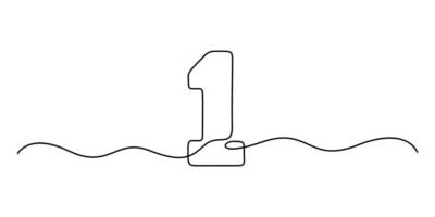 Number one continuous line drawing isolated on white background graphic illustration vector