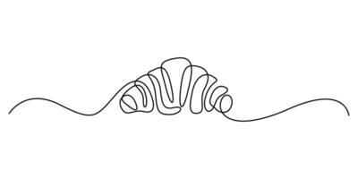 Croissant bread for dessert outline single line drawing illustration. Continuous one line drawing of croissant, Single line art Croissant icon badge bakery, graphic illustration vector