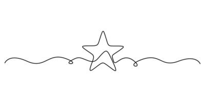 Continuous one line drawing of Christmas star isolated on white background graphic illustration vector