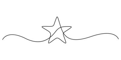 One continuous line drawing of star design, Christmas star in single continuous line drawing graphic illustration vector