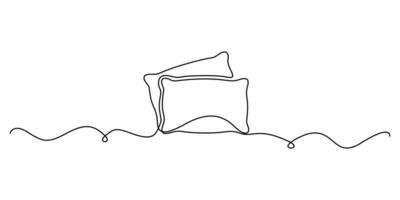 Continuous one line drawing of a soft pillow, representing comfort and relaxation, line art style graphic illustration vector