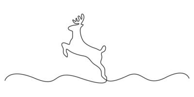 Continuous one line drawing of deer. Single line art style deer icon graphic illustration vector