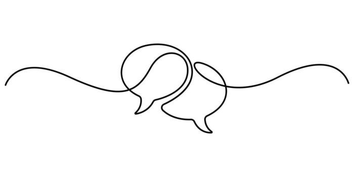 Speech bubbles continuous one line drawing. Minimal outline speech bubbles graphic illustration vector