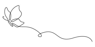 Butterfly Flying continuous one line drawing. Beautiful line art Butterfly for beauty logo design graphic illustration vector