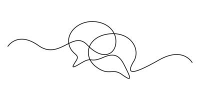 Continuous single line drawing of two speech bubbles with modern minimalist style on white background graphic illustration vector
